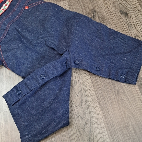 Vintage Healthtex Toddler Girl's Blue Denim Overalls Size 6 Month Made in USA - Picture 4 of 5